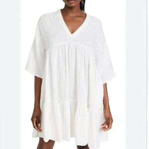LIKE NEW! 9 Seed MARBELLA Cotton LINEN Gauze Ruffle BABYDOLL Dress Ret:$220 L/XL